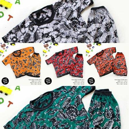 Setelan Kaos Celana Pendek Anak 1-2 Th Batik Tuban
